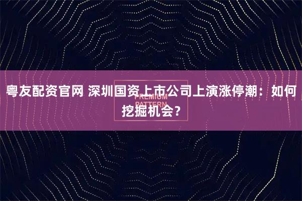 粤友配资官网 深圳国资上市公司上演涨停潮：如何挖掘机会？